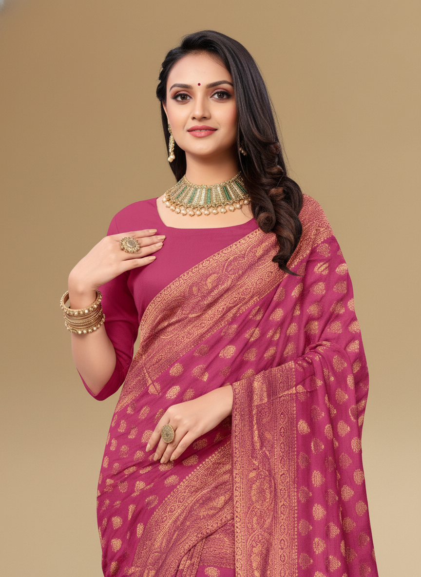 Viyona Pink Silk,Jacquard saree - PL-181