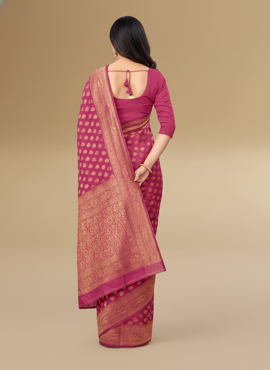 Viyona Pink Silk,Jacquard saree - PL-181