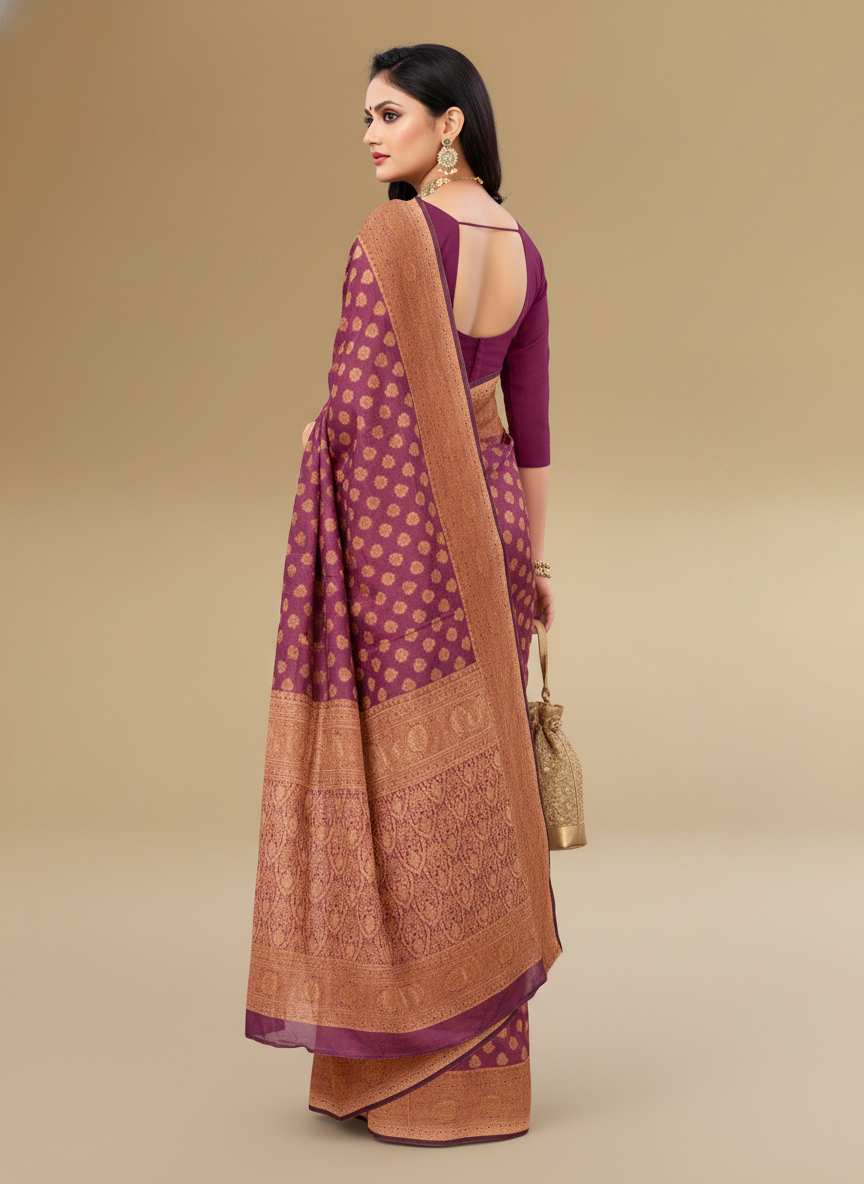 Viyona Purple Silk,Jacquard saree - PL-182