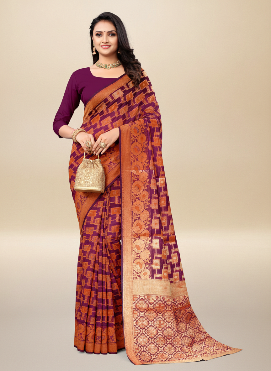 Viyona Magenta Silk,Jacquard saree - PL-184