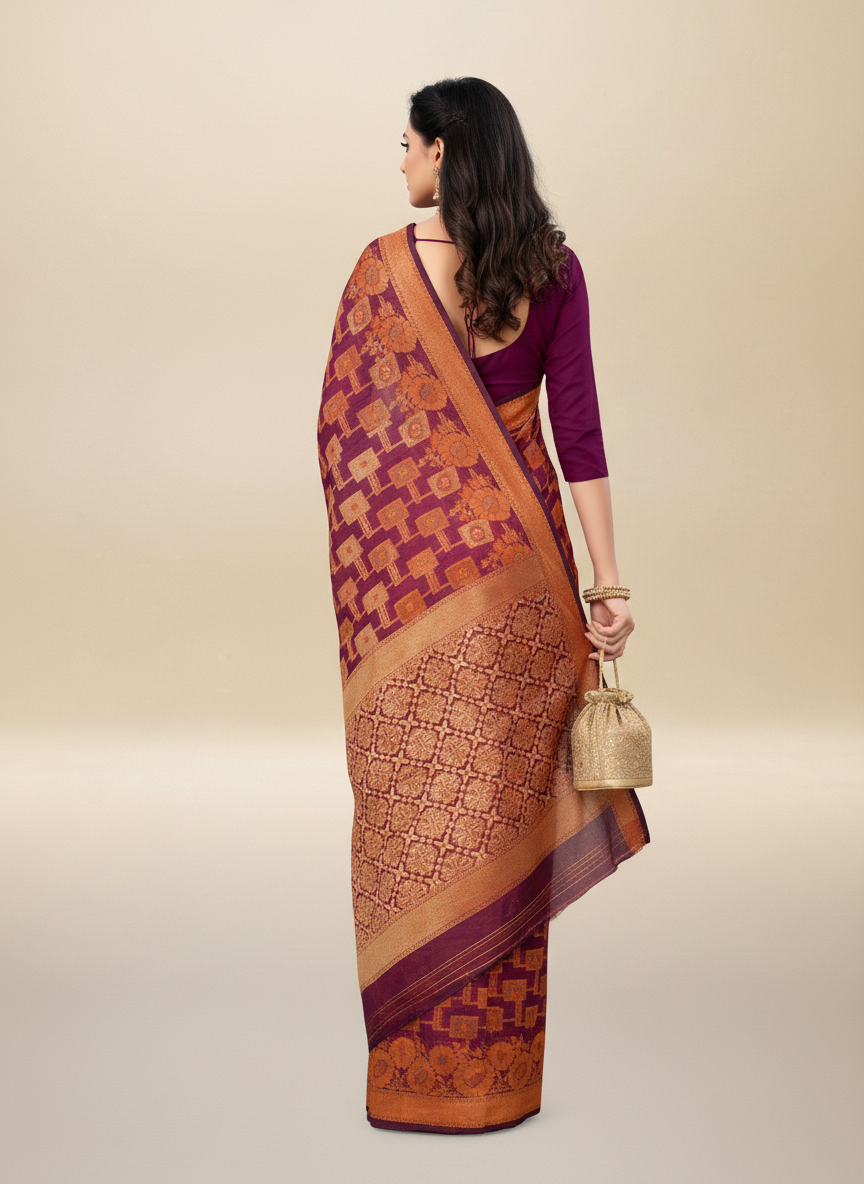 Viyona Magenta Silk,Jacquard saree - PL-184