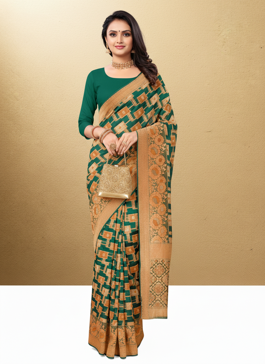 Viyona Green Silk,Jacquard saree - PL-187
