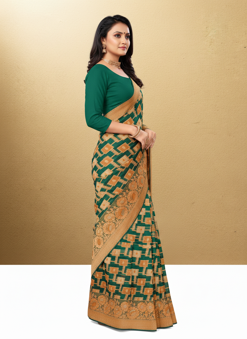 Viyona Green Silk,Jacquard saree - PL-187