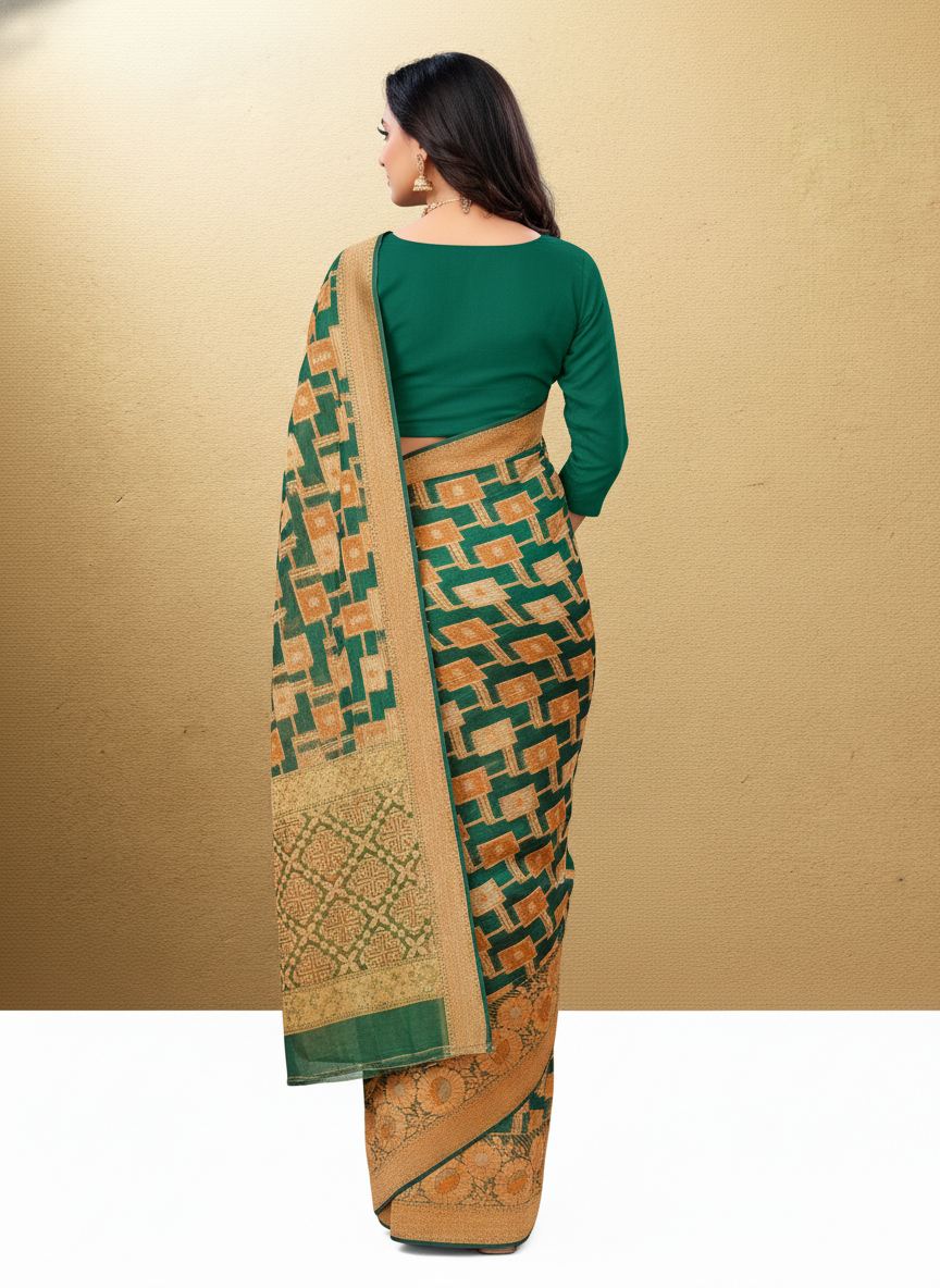 Viyona Green Silk,Jacquard saree - PL-187