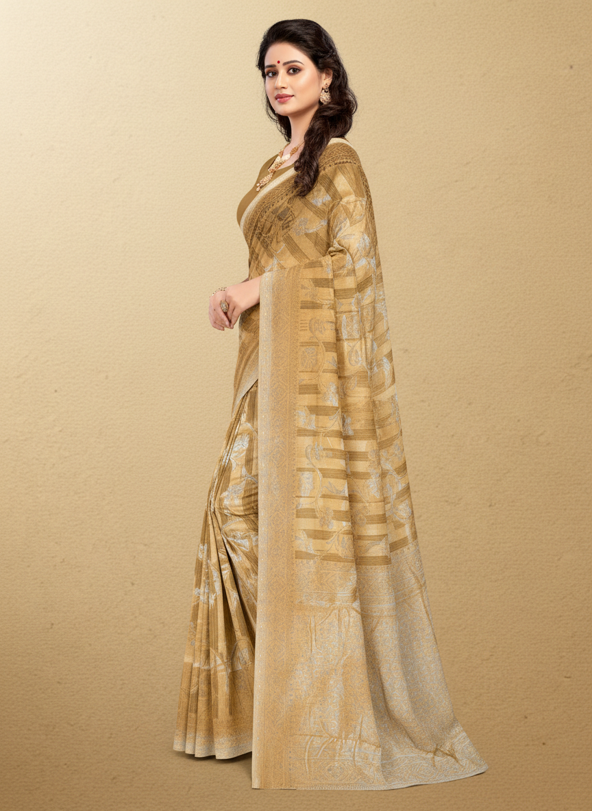 Viyona Beige Silk,Jacquard saree - PL-188