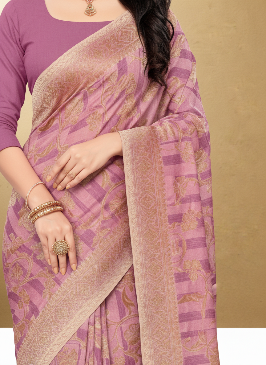 Viyona Lavender Silk,Jacquard saree - PL-189