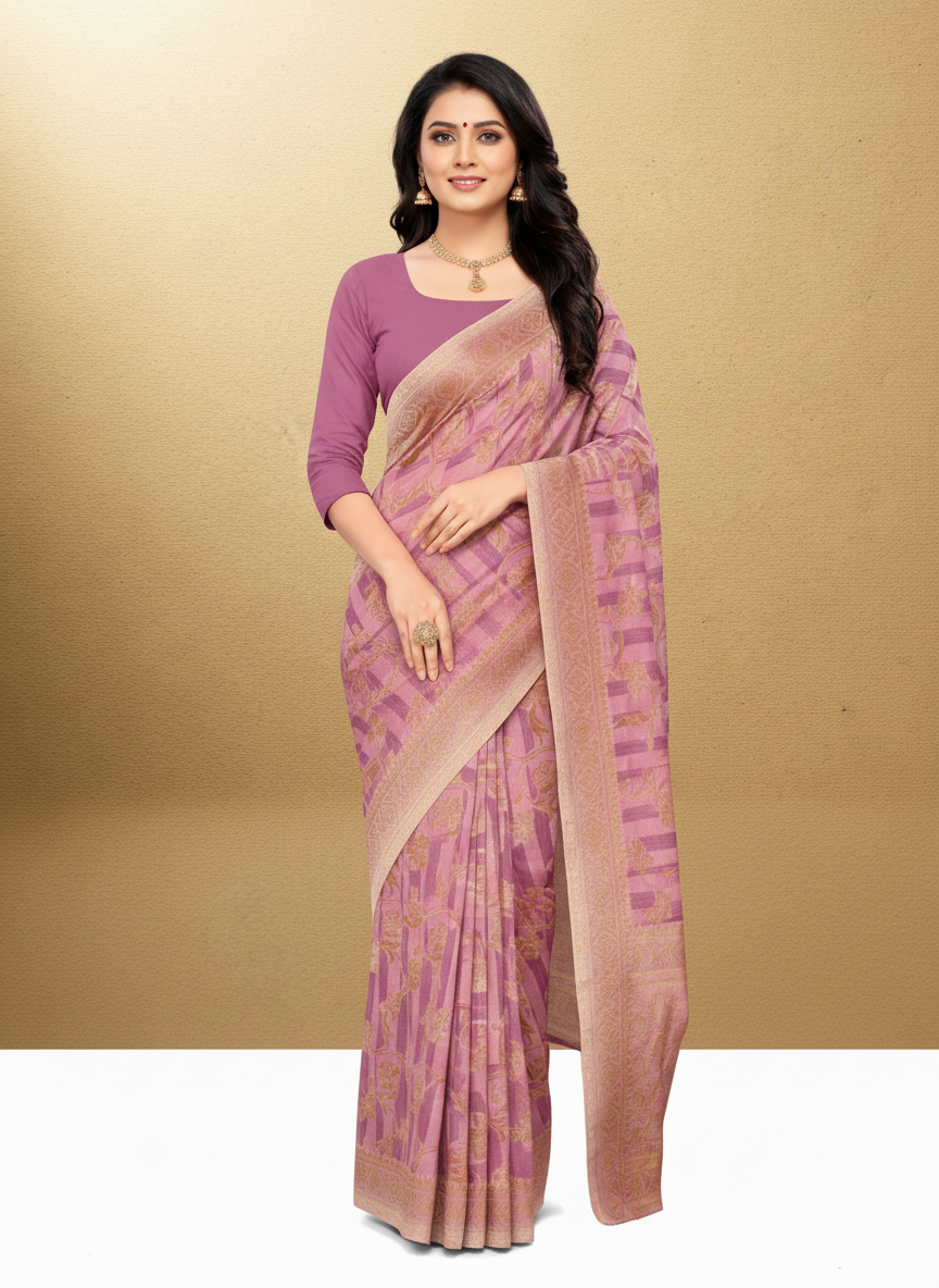 Viyona Lavender Silk,Jacquard saree - PL-189