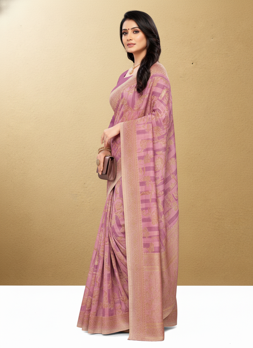 Viyona Lavender Silk,Jacquard saree - PL-189