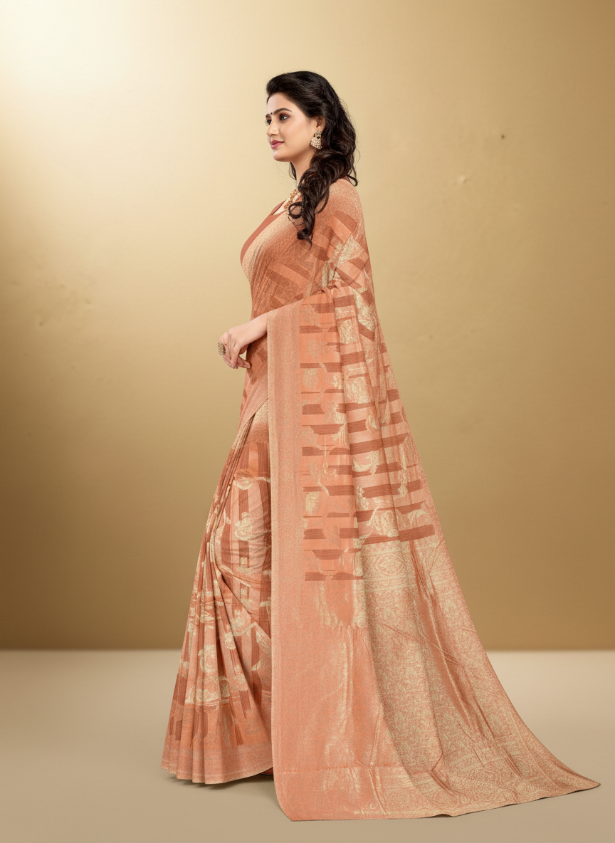 Viyona Peach Silk,Jacquard saree - PL-190