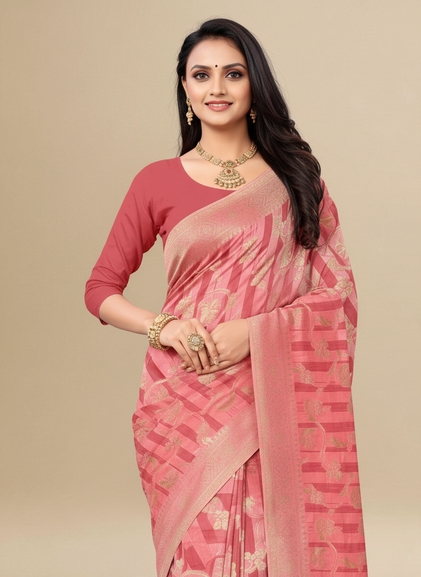 Viyona Pink Silk,Jacquard saree - PL-192