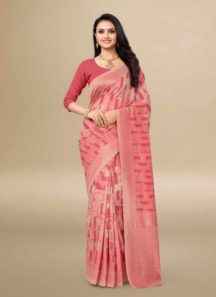Viyona Pink Silk,Jacquard saree - PL-192