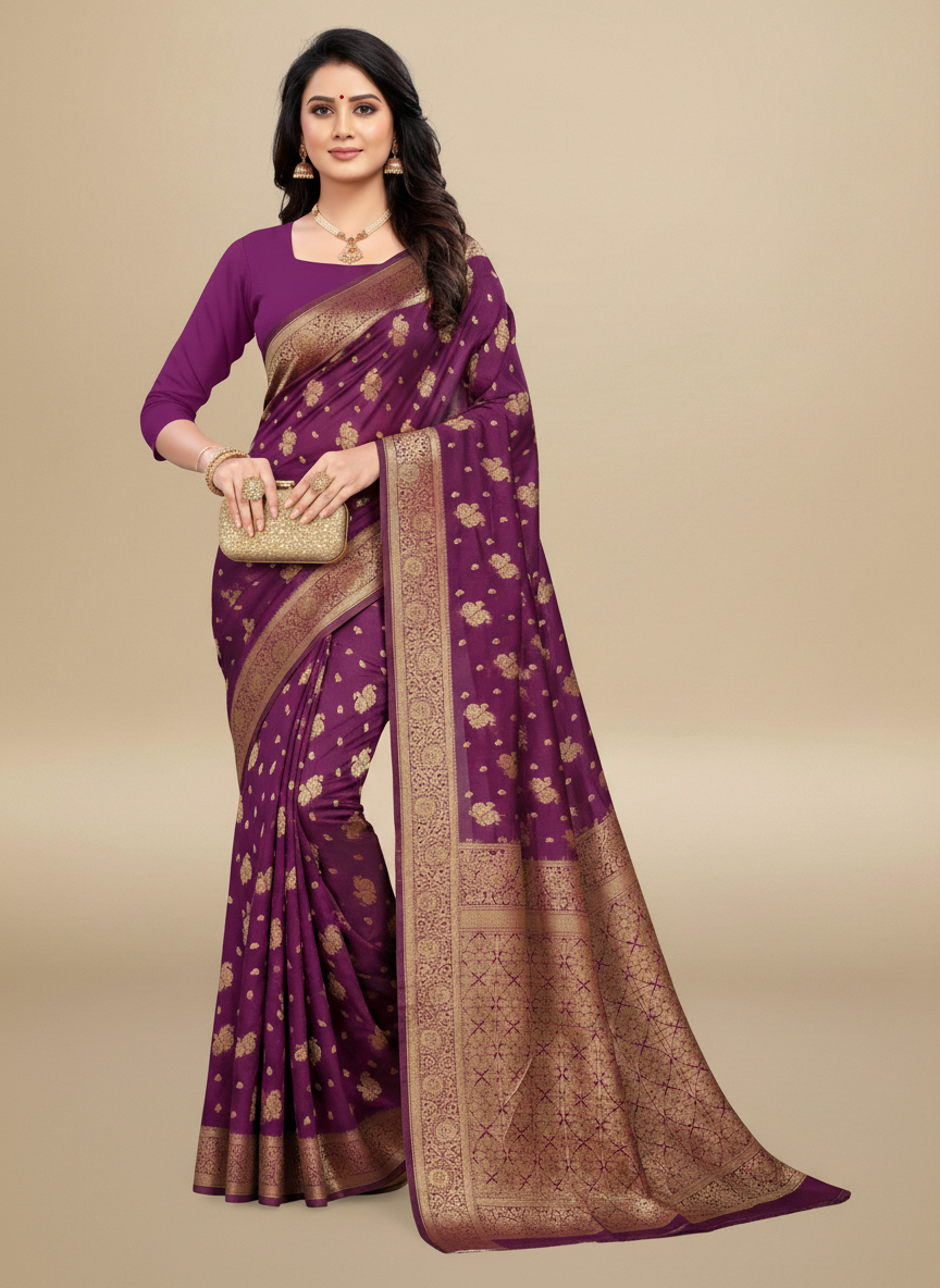 Viyona Magenta Silk,Jacquard saree - PL-194