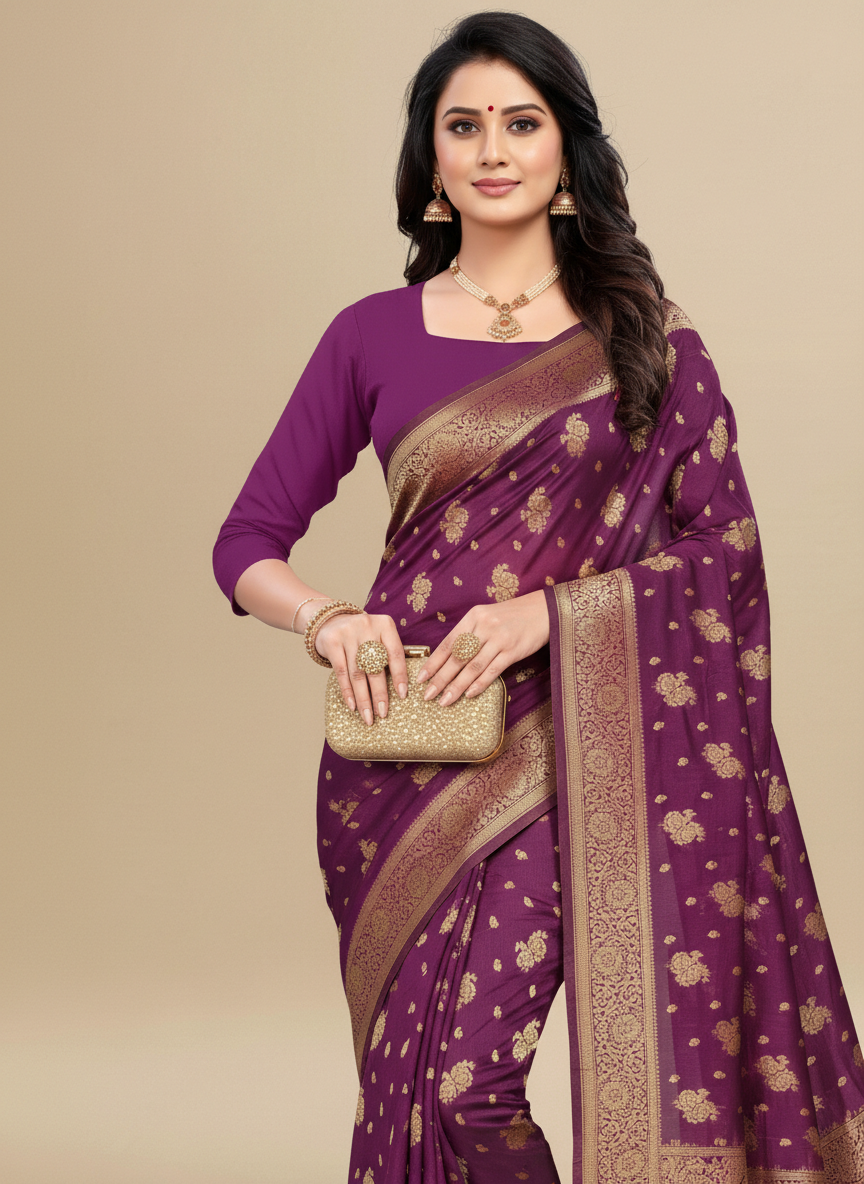 Viyona Magenta Silk,Jacquard saree - PL-194