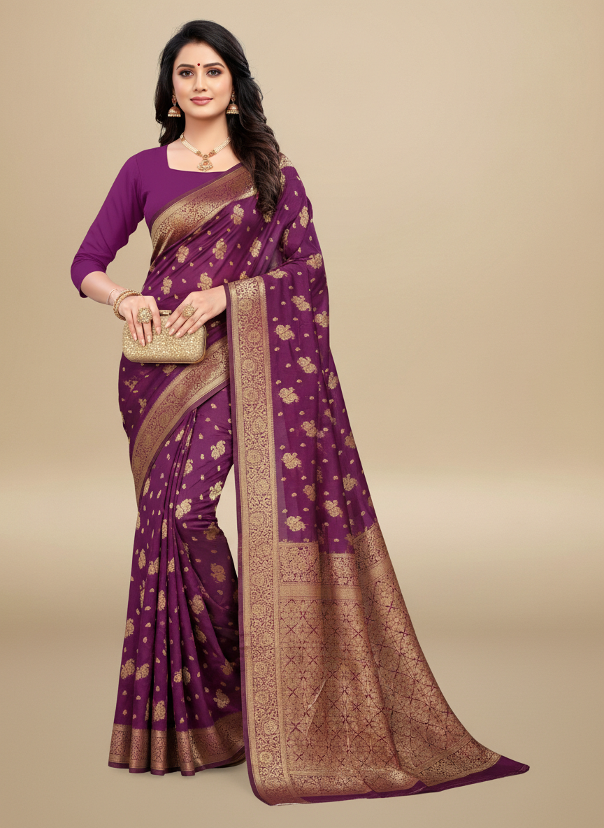 Viyona Magenta Silk,Jacquard saree - PL-194