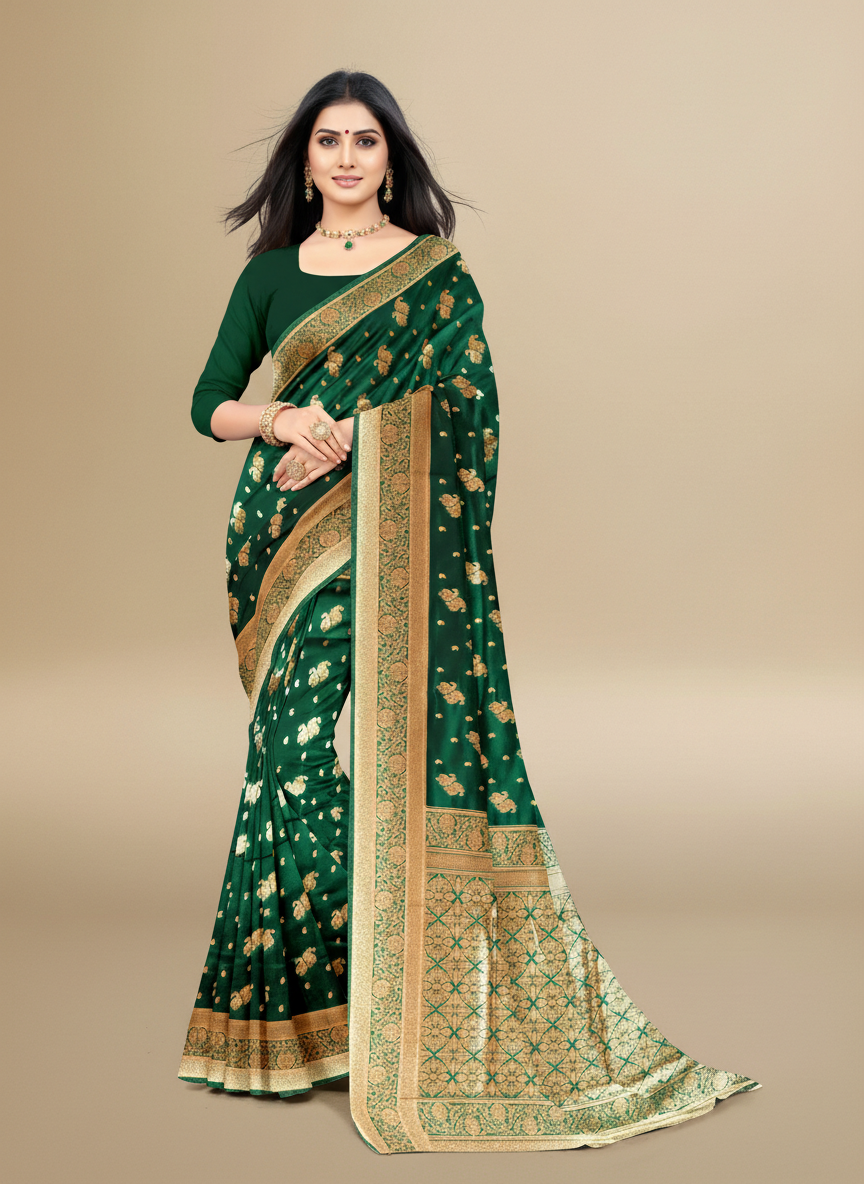Viyona Green Silk,Jacquard saree - PL-195
