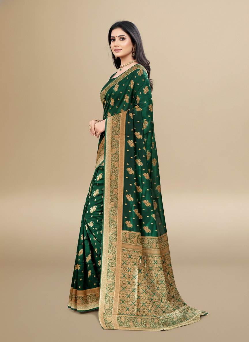 Viyona Green Silk,Jacquard saree - PL-195