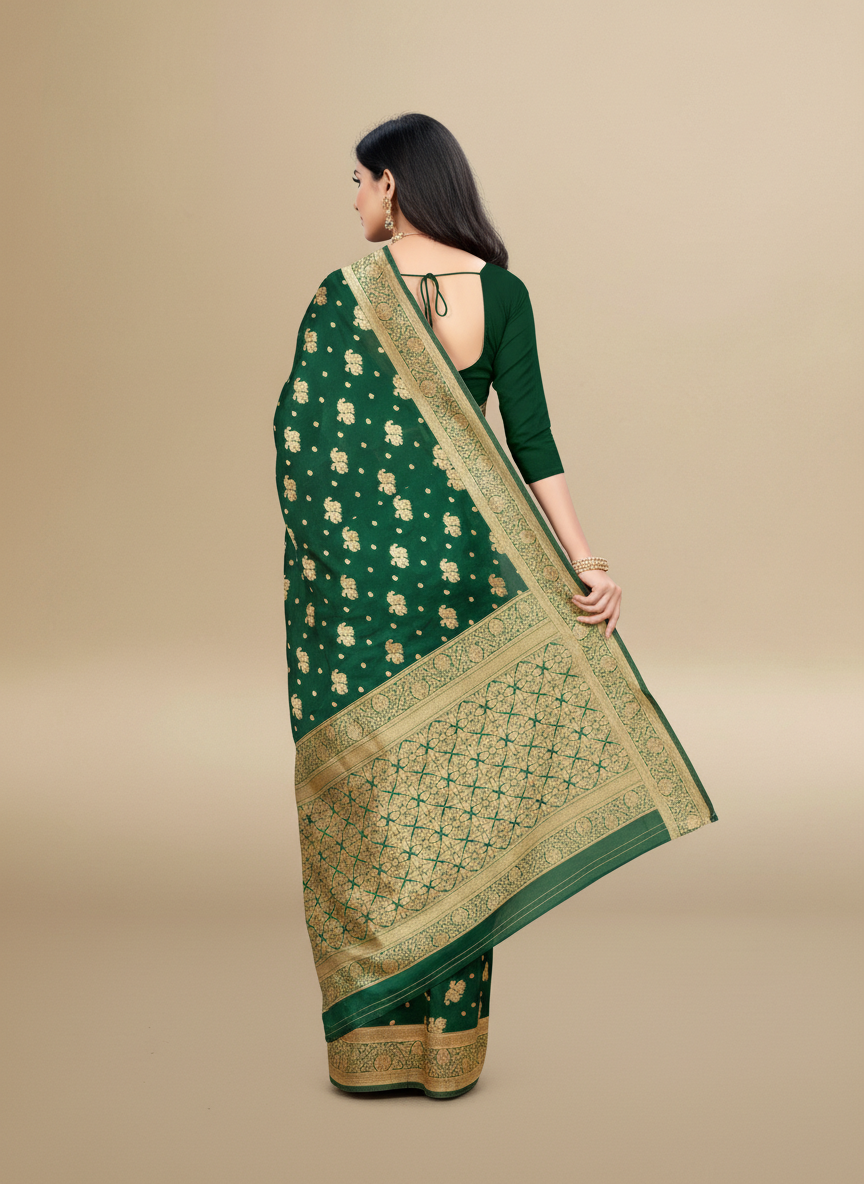 Viyona Green Silk,Jacquard saree - PL-195
