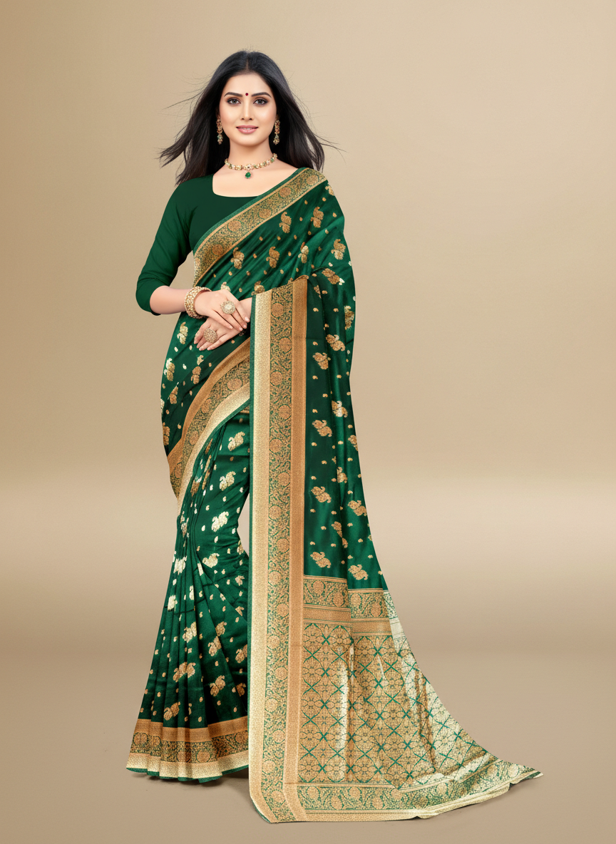 Viyona Green Silk,Jacquard saree - PL-195