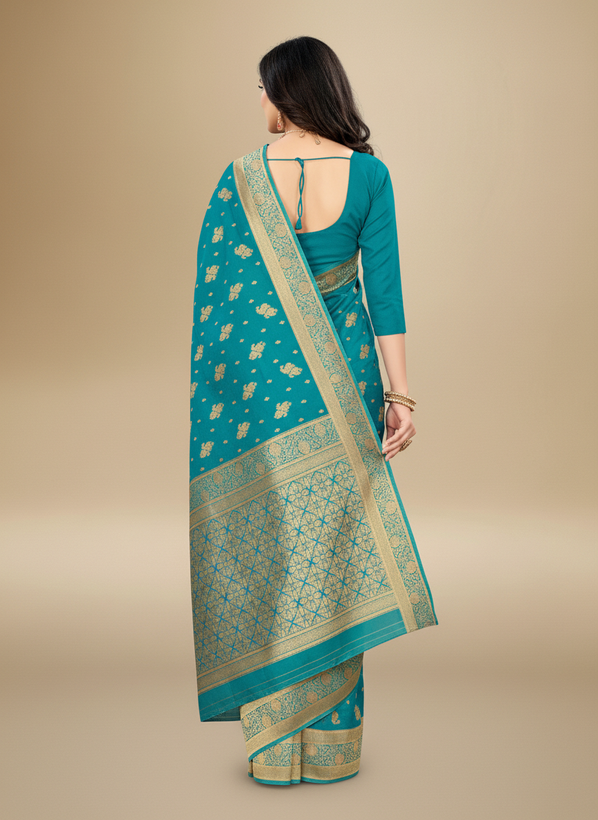 Viyona Blue Silk,Jacquard saree - PL-196