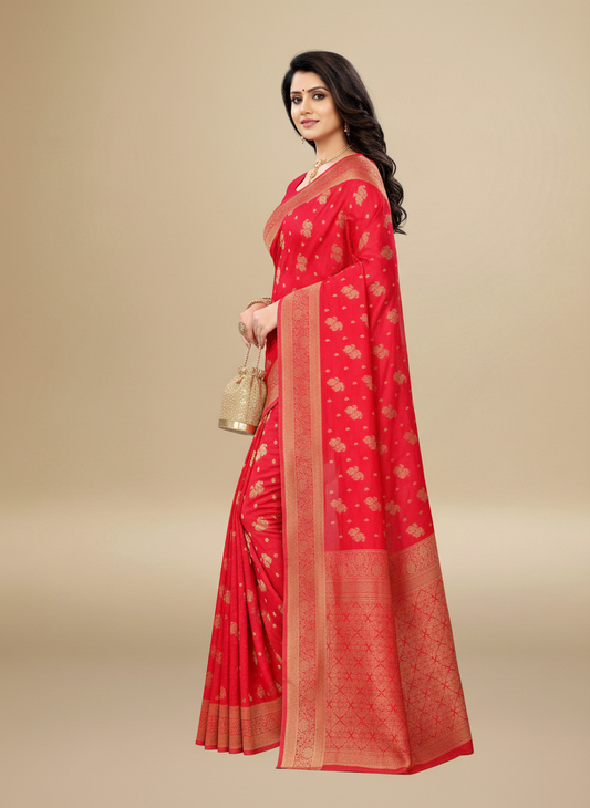 Viyona Red Silk,Jacquard saree - PL-197