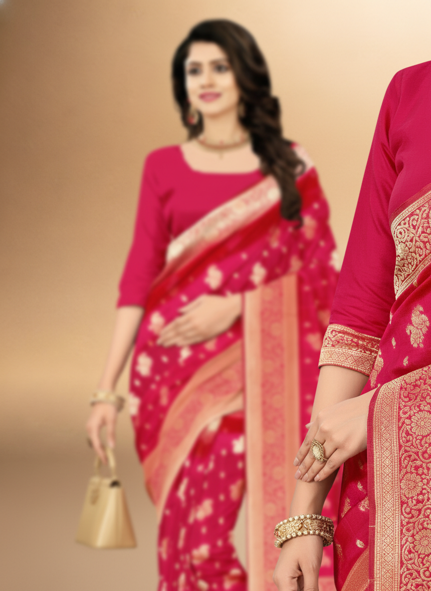 Viyona Pink Silk,Jacquard saree - PL-198
