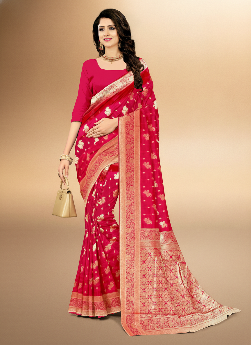 Viyona Pink Silk,Jacquard saree - PL-198