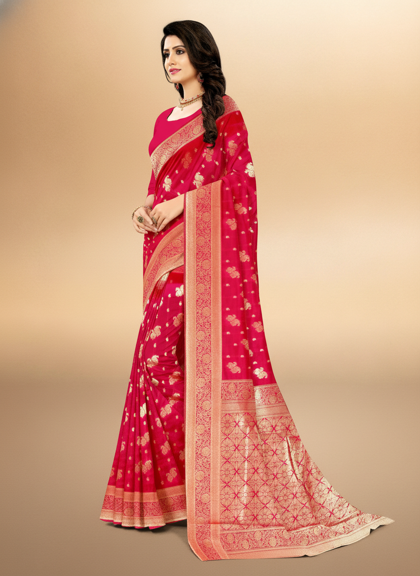 Viyona Pink Silk,Jacquard saree - PL-198