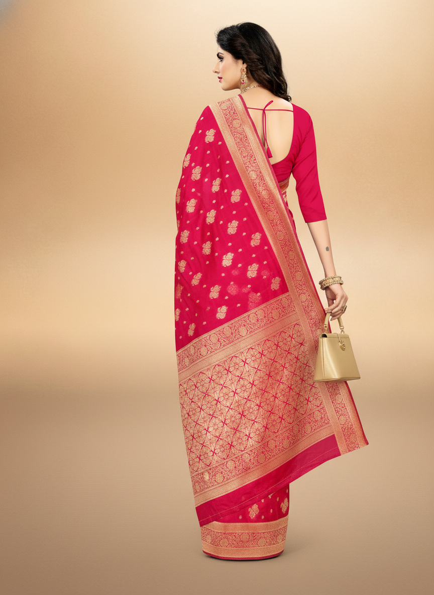 Viyona Pink Silk,Jacquard saree - PL-198