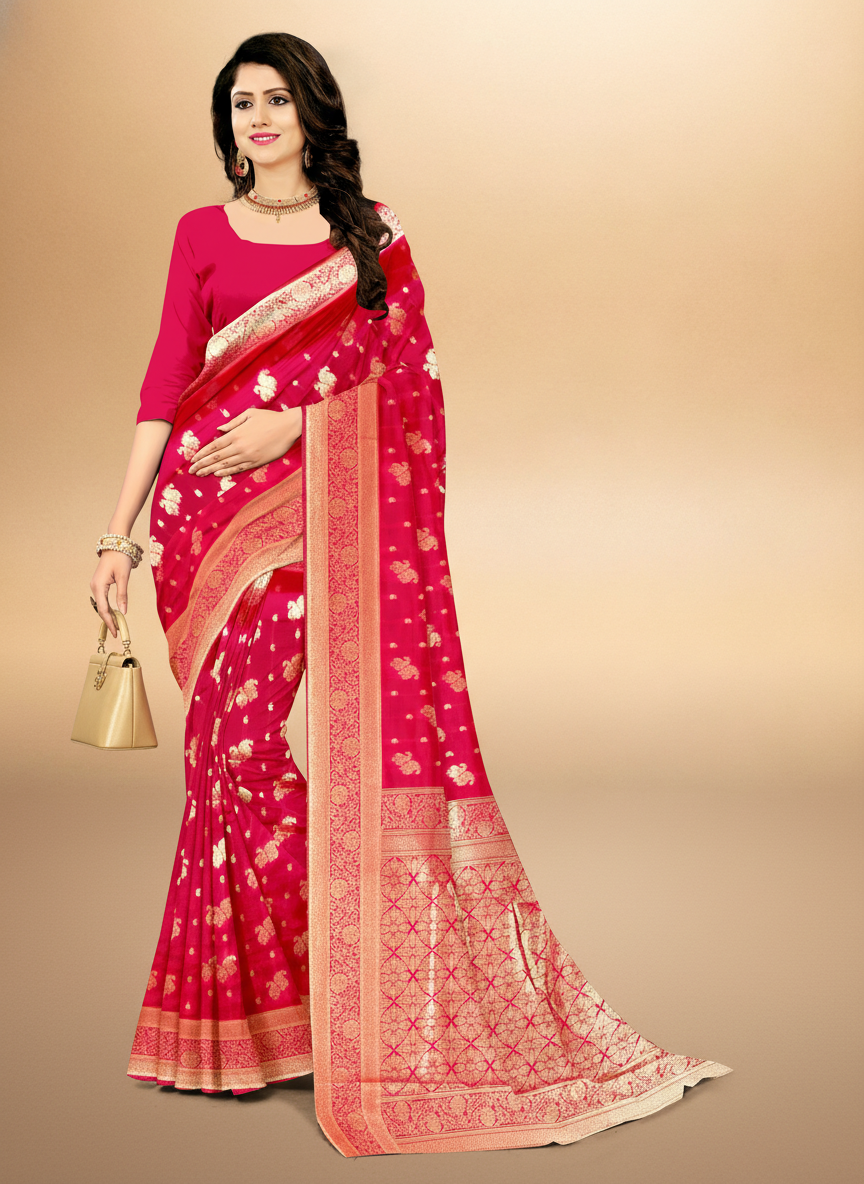 Viyona Pink Silk,Jacquard saree - PL-198