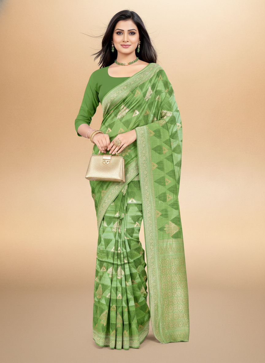 Viyona Green Silk,Jacquard saree - PL-200