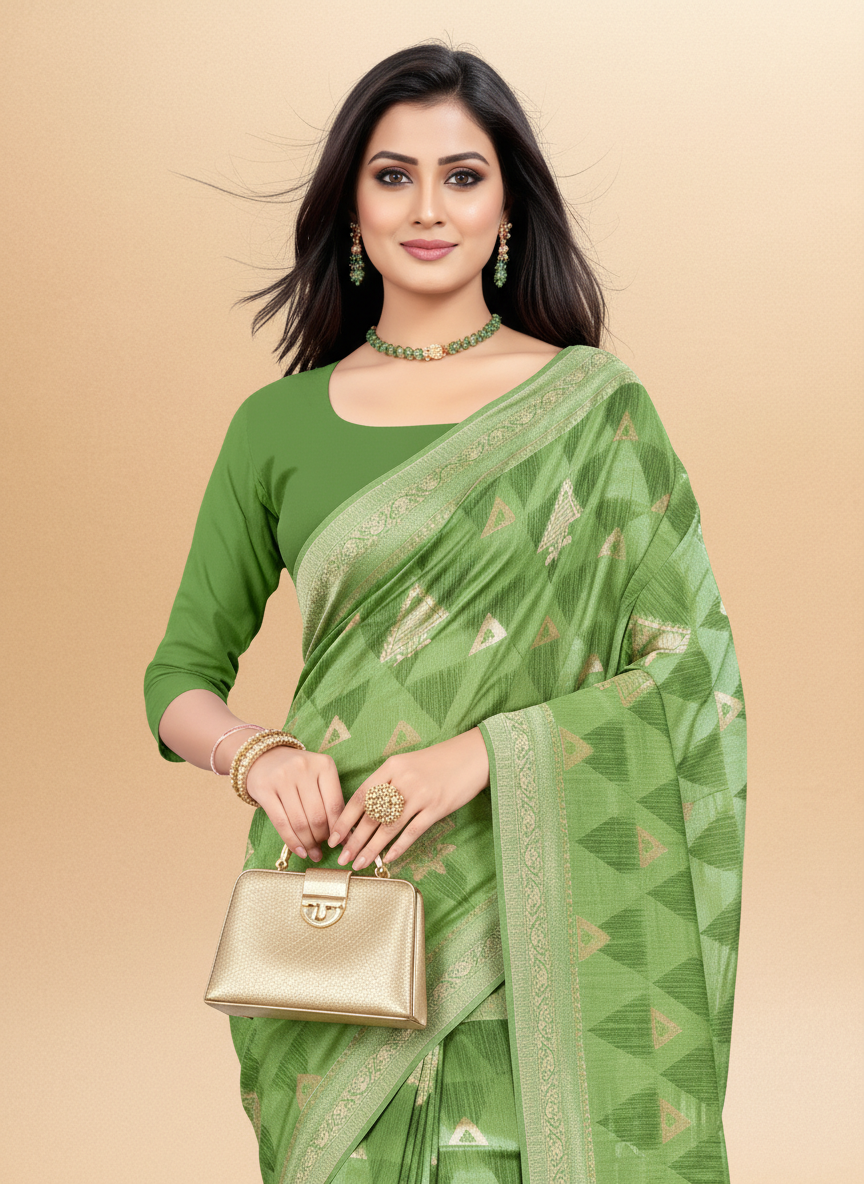 Viyona Green Silk,Jacquard saree - PL-200