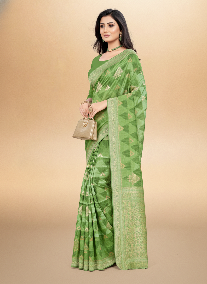 Viyona Green Silk,Jacquard saree - PL-200