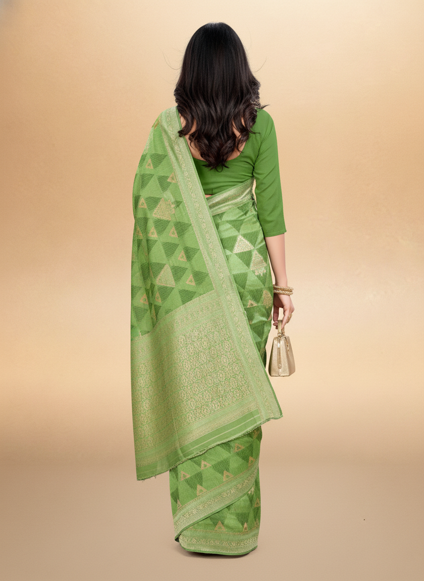 Viyona Green Silk,Jacquard saree - PL-200