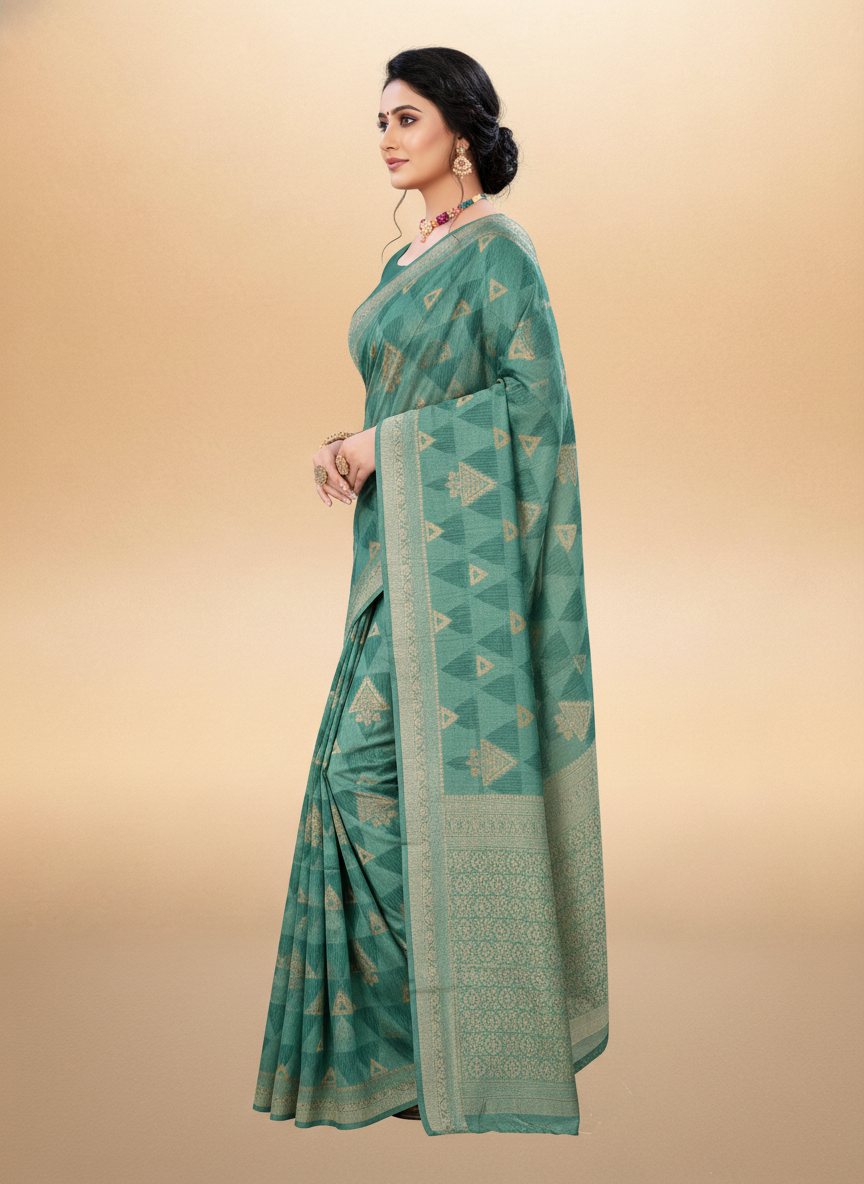 Viyona Blue Silk,Jacquard saree - PL-201