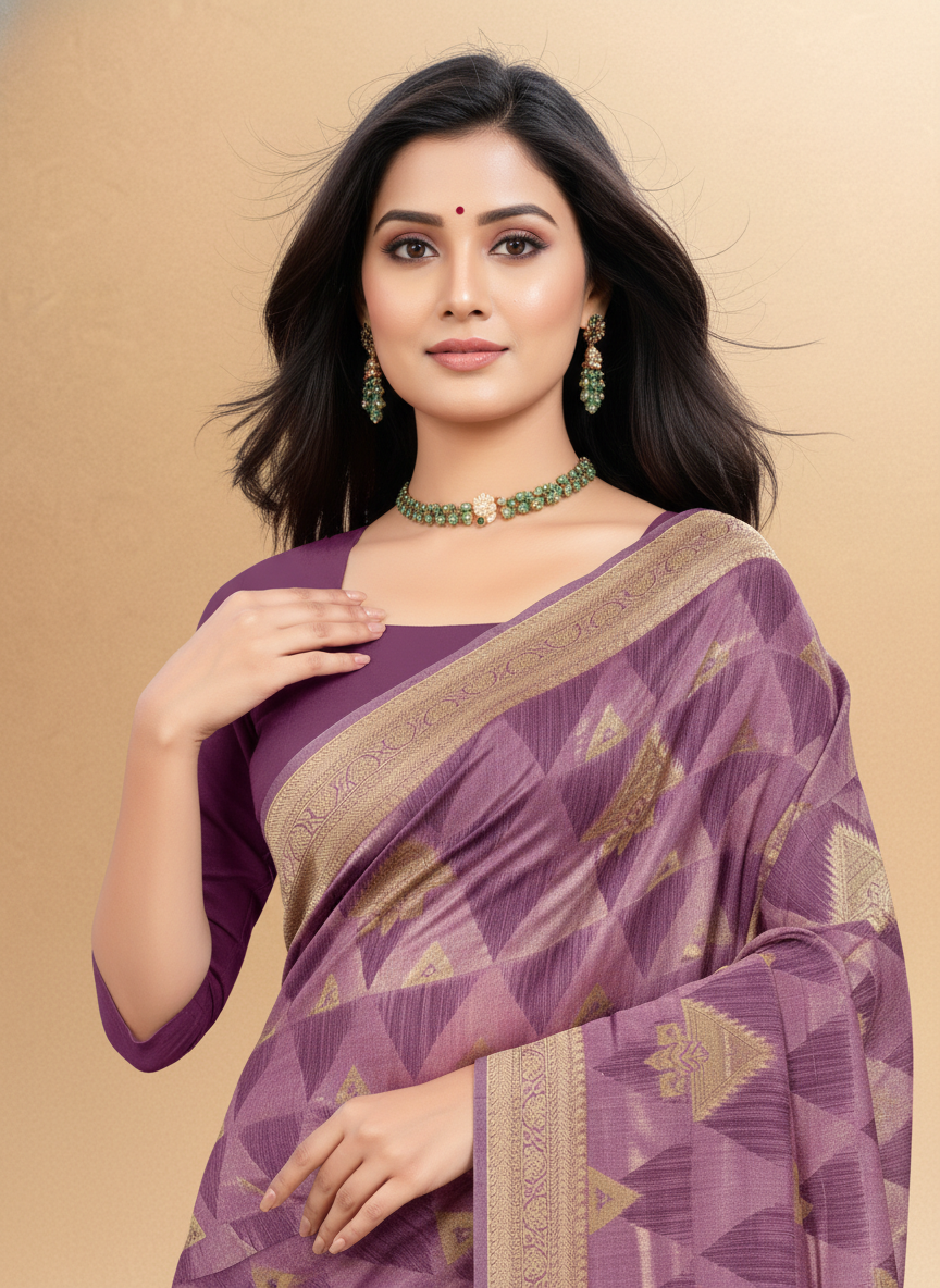 Viyona Lavender Silk,Jacquard saree - PL-202