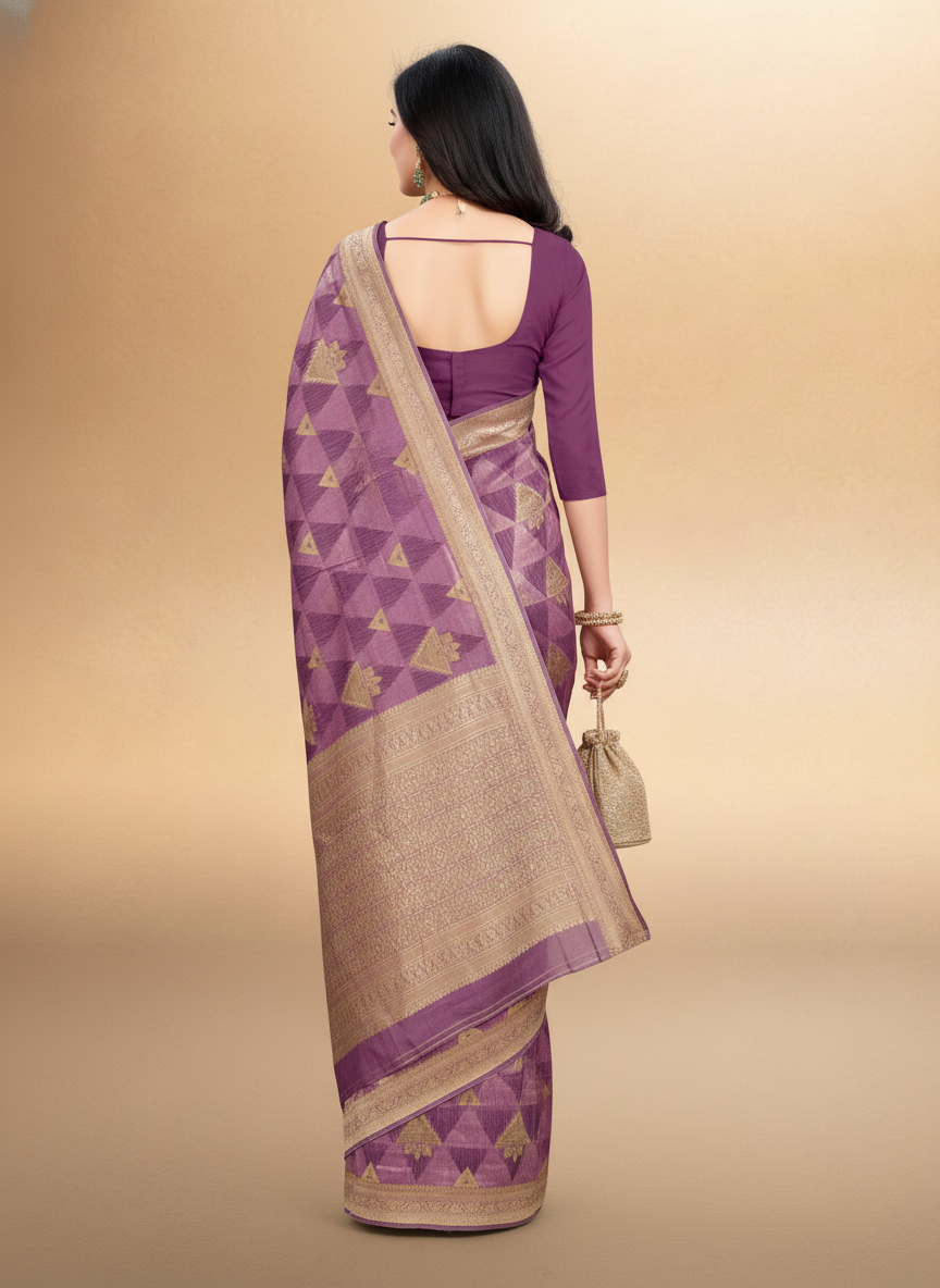 Viyona Lavender Silk,Jacquard saree - PL-202