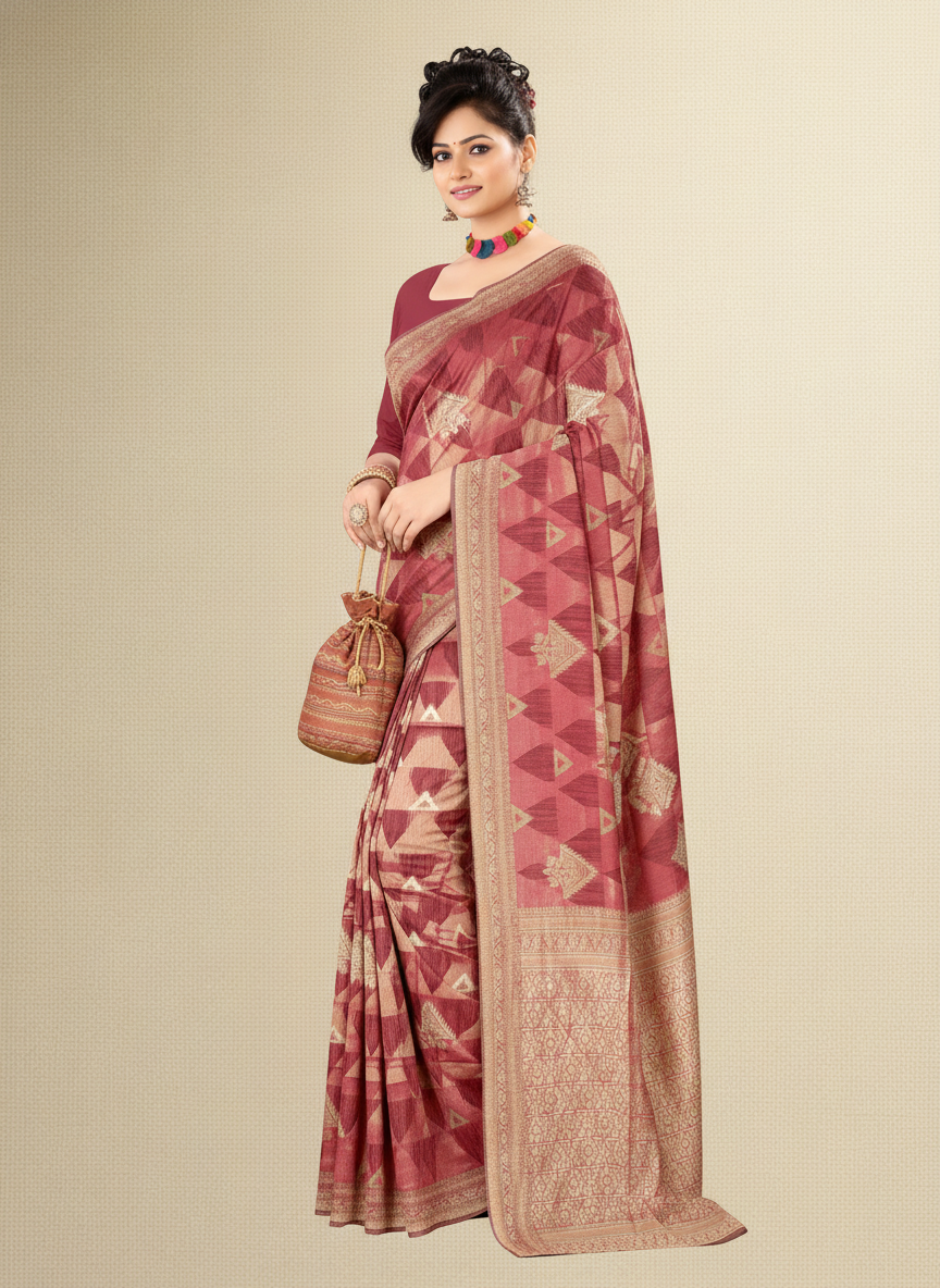Viyona Maroon Silk,Jacquard saree - PL-204