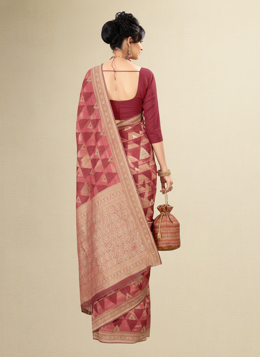 Viyona Maroon Silk,Jacquard saree - PL-204