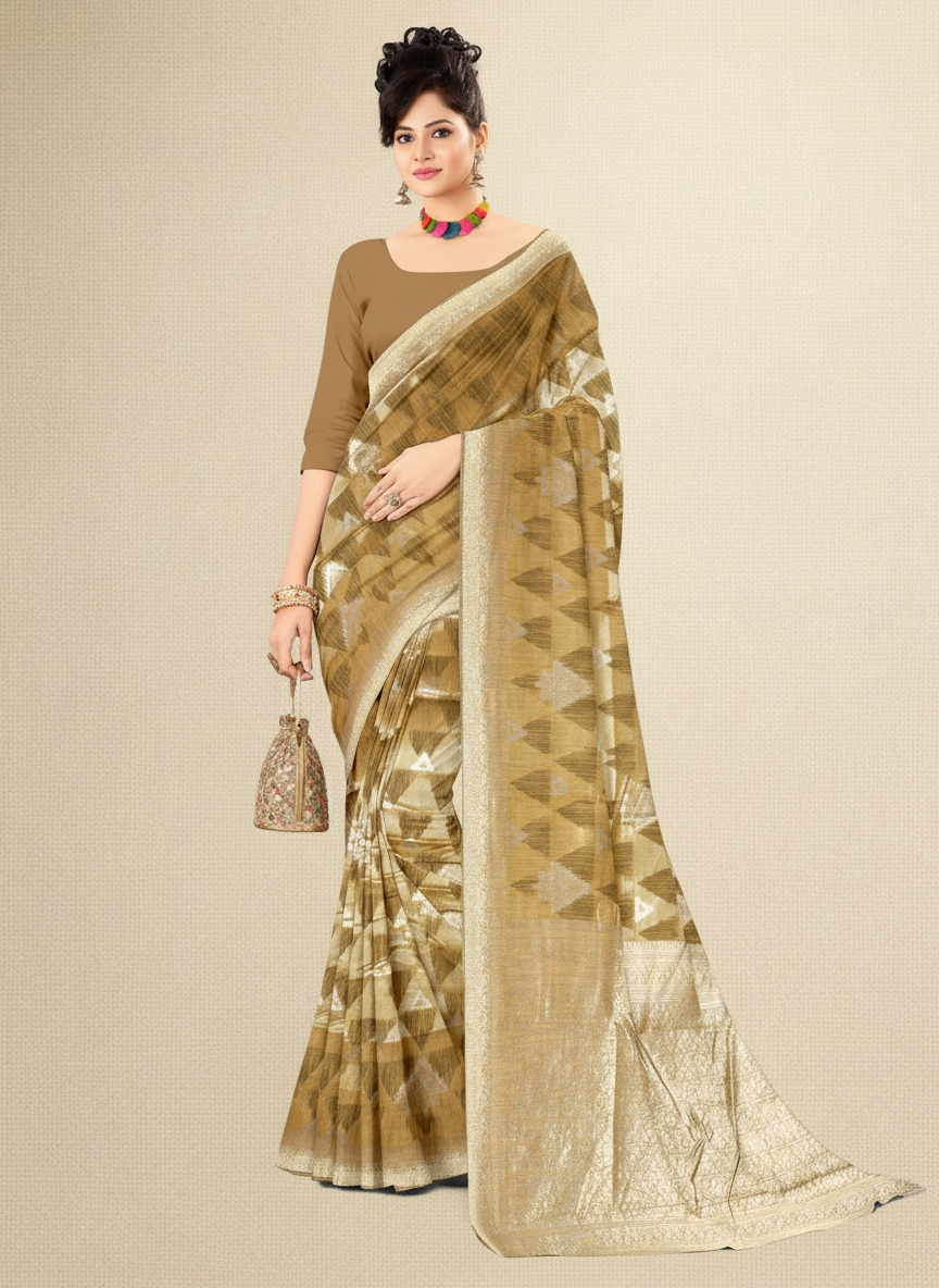Viyona Brown Silk,Jacquard saree - PL-205