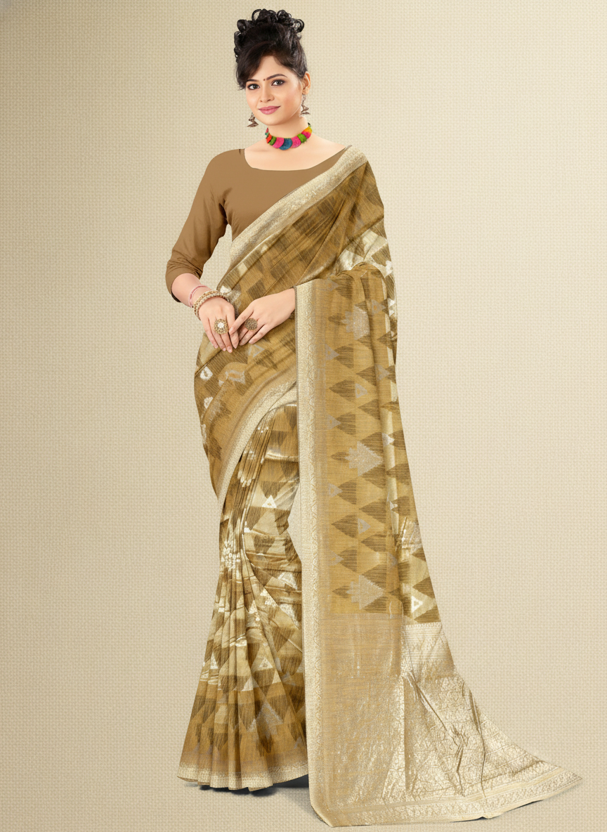 Viyona Brown Silk,Jacquard saree - PL-205