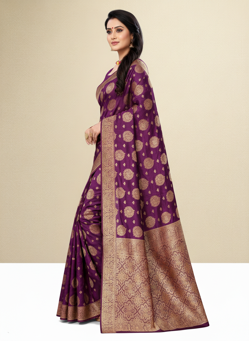 Viyona Purple Silk,Jacquard saree - PL-207
