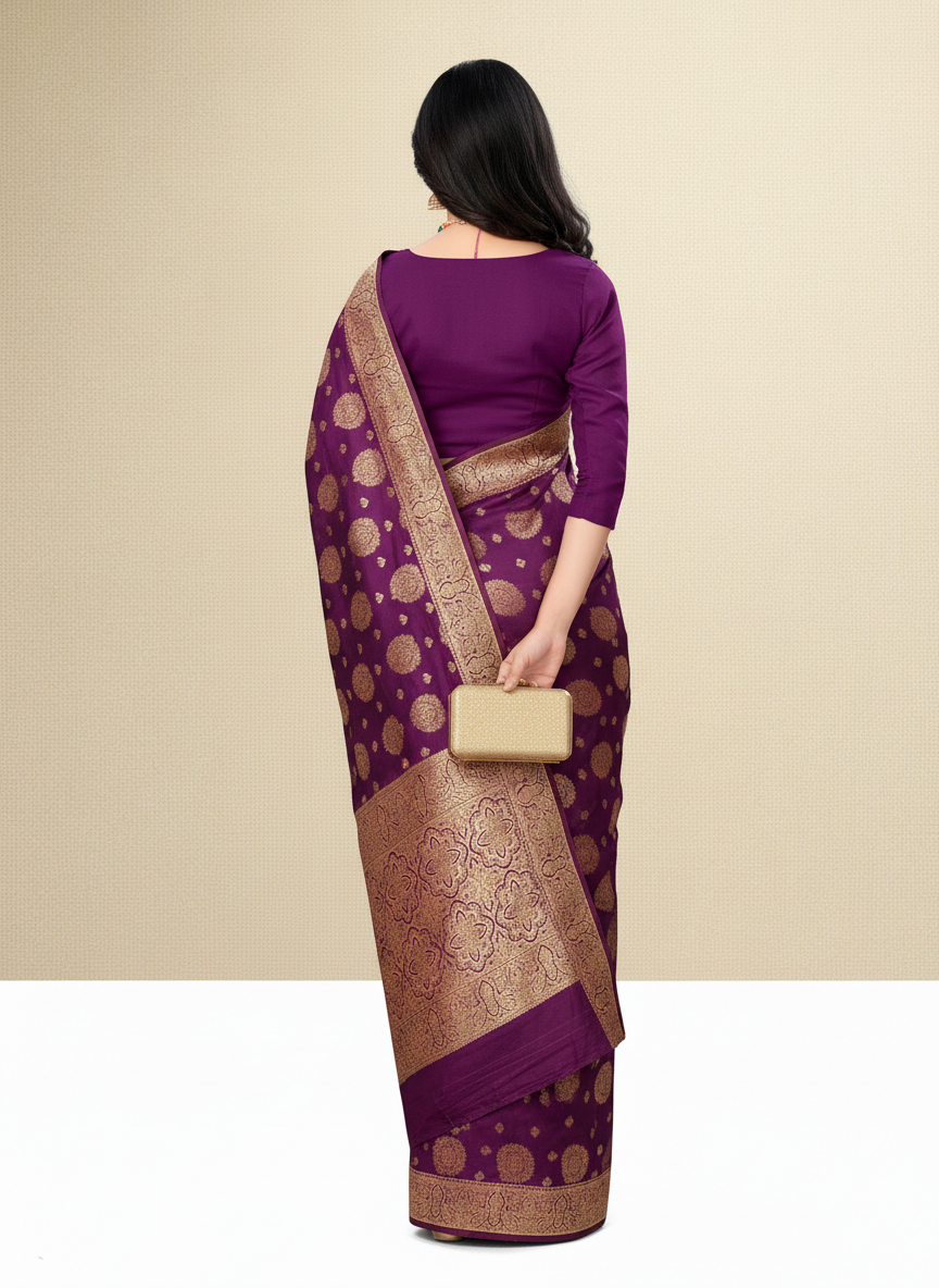 Viyona Purple Silk,Jacquard saree - PL-207