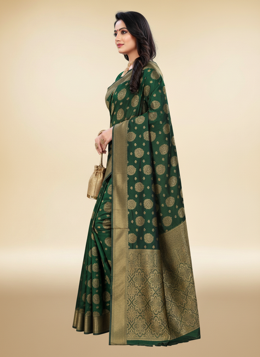 Viyona Green Silk,Jacquard saree - PL-210