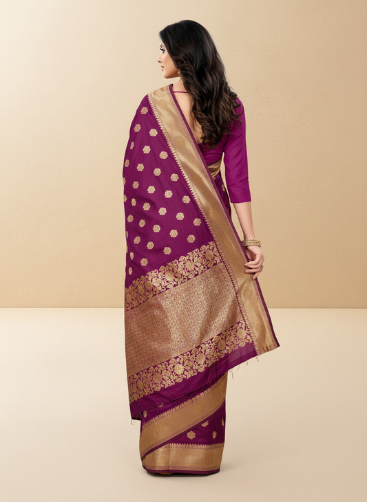 Viyona Purple Silk,Jacquard saree - PL-212