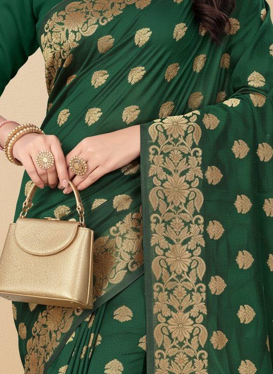 Viyona Green Silk,Jacquard saree - PL-213
