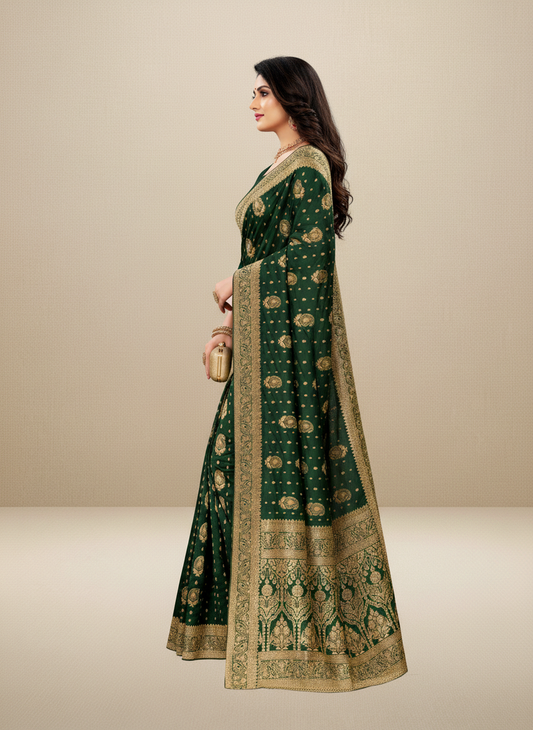 Viyona Green Silk,Jacquard saree - PL-218