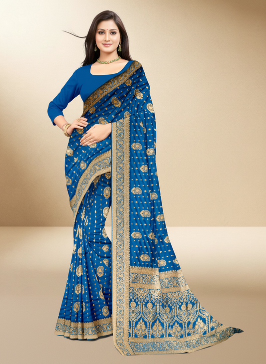 Viyona Blue Silk,Jacquard saree - PL-220