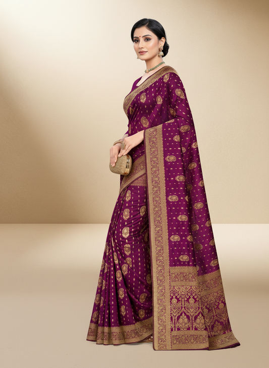 Viyona Purple Silk,Jacquard saree - PL-221