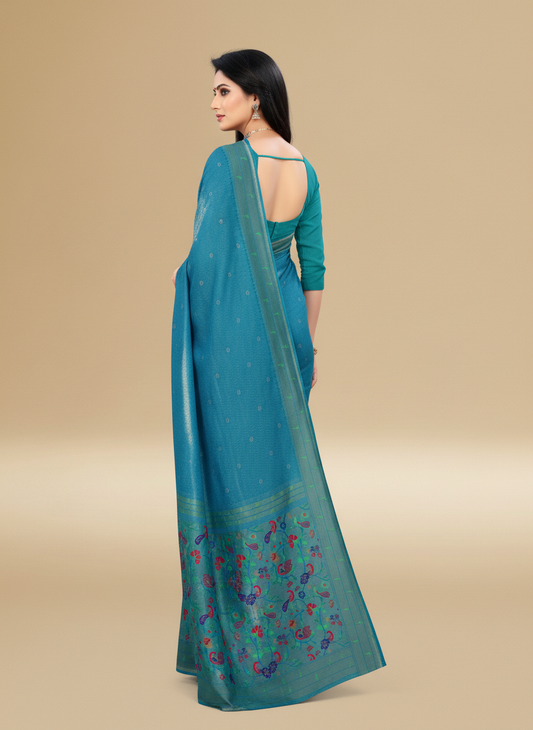 Viyona Blue Silk,Jacquard saree - PL-224