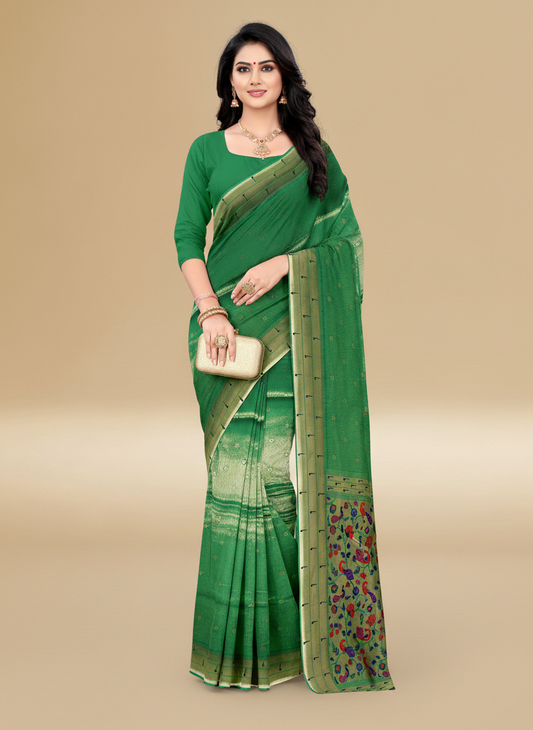 Viyona Green Silk,Jacquard saree - PL-226